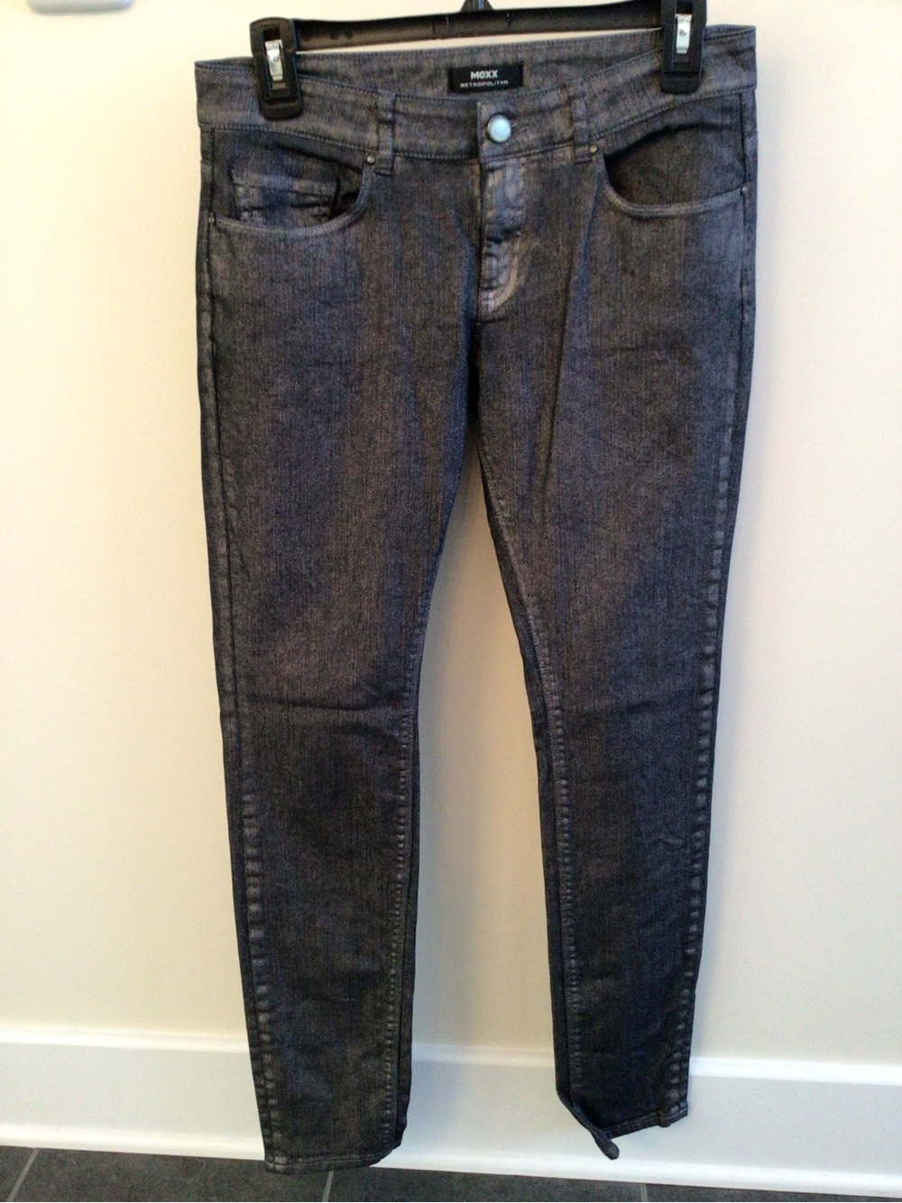 MEXX 5-Pocket Grey Metallic Cotton Pants - Women Can 36-UK 10 US 28